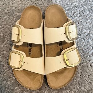 Birkenstock Big Buckle Nubuck Leather Narrow (Ecru Color)